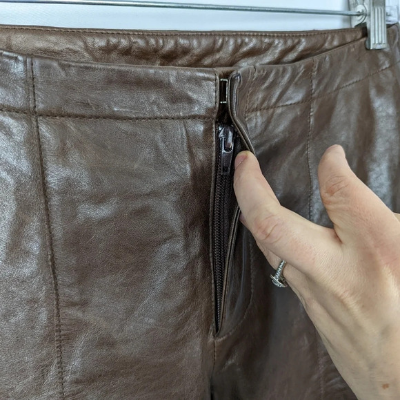 90s Y2K VINTAGE Bratz Hugo Buscati Collection sz. 6 Leather Pants Straight Leg - Picture 6 of 10